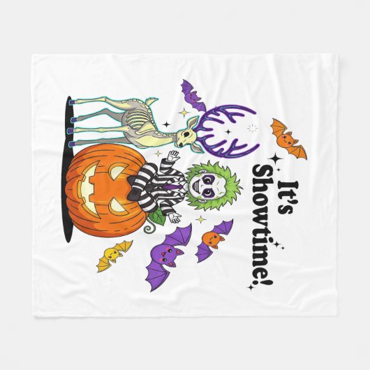 ショータイムのおもしろいハロウィーン フリースブランケット (正面(横))