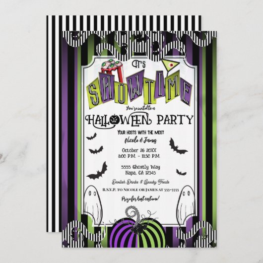 ショータイムハロウィーンの映画コスチュームパーティー 招待状 (正面/裏面)