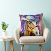 ショータイム - 馬がカウボーイの帽子をかぶったクッション クッション (椅子)