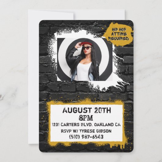 ショーティの40|90年代のヒップホップ誕生日ドリップフォト 招待状 (裏面)