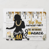 ショーティの40|90年代のヒップホップ誕生日ドリップフォト 招待状 (正面)