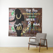 ショーティーの40歳| 90年代ヒップホップ・バースデー・バックドロップ タペストリー (インサイチュ(横))