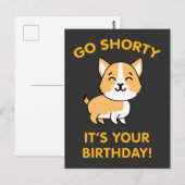 ショーティー 誕生日おめでとう 面白いコーギー子犬 ポストカード (正面/裏面)