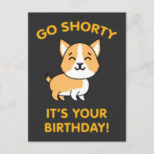 ショーティー 誕生日おめでとう 面白いコーギー子犬 ポストカード