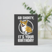 ショーティー 誕生日おめでとう 面白いコーギー子犬 ポストカード (スタンド正面)