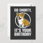 ショーティー 誕生日おめでとう 面白いコーギー子犬 ポストカード (正面/裏面)