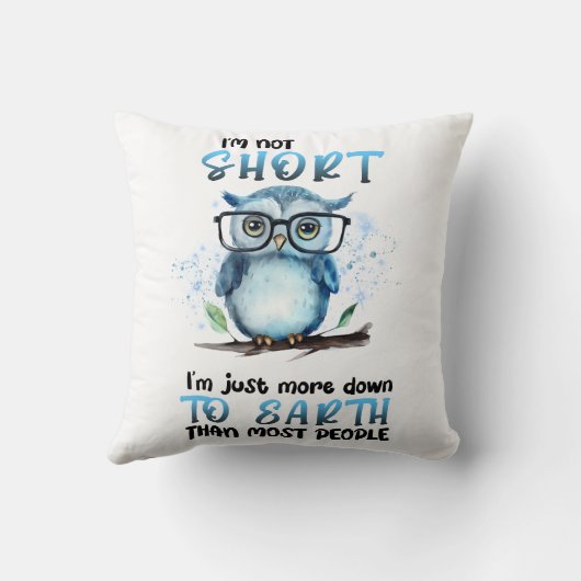 ショートおもしろいフクロウことわざ クッション (裏面)