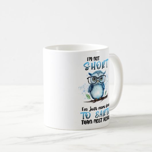 ショートおもしろいフクロウことわざ コーヒーマグカップ (正面右)