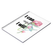 ショートやる気を起こさせる引用文、私はできる、そして私は ノートブック (左側)