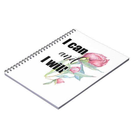 ショートやる気を起こさせる引用文、私はできる、そして私は ノートブック (左側)