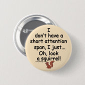 ショートアテンションスパンリスことわざブラウン 缶バッジ (正面&裏面)