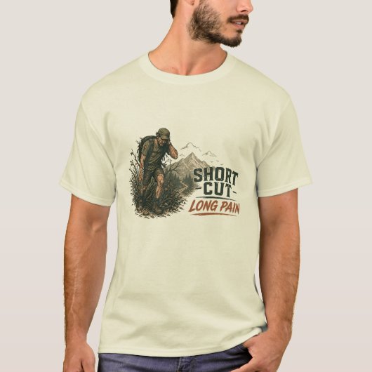 ショートカットは長い苦痛 おもしろTシャツ Tシャツ (正面)