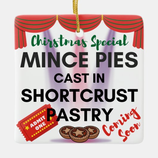 ショートクラストのペストリーで鋳造されたミンスパイ セラミックオーナメント (正面)