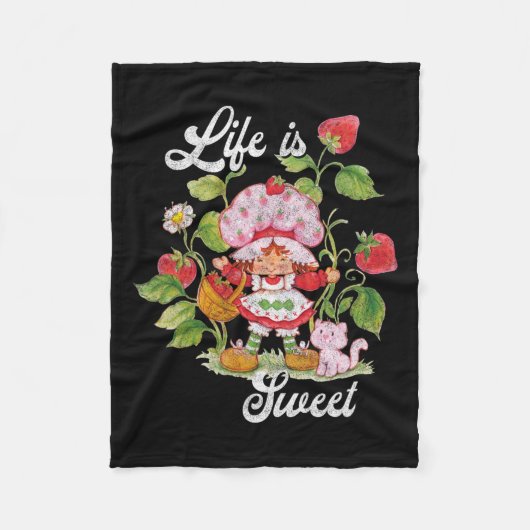 ショートケーキライフは甘いヴィンテージベリーガーデン フリースブランケット (正面)