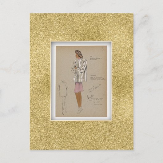 ショートコート。1940sファッションヴィンテージ ポストカード (正面)