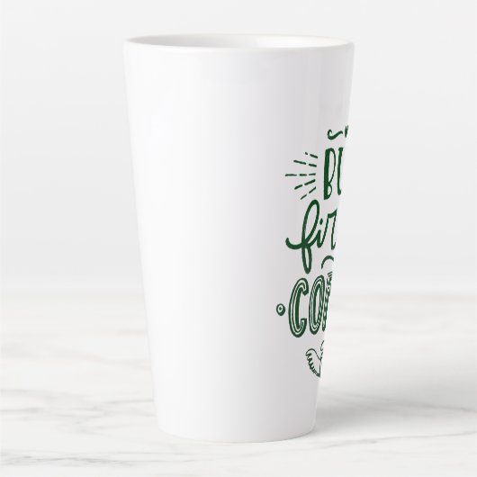 ショートコーヒー引用文グリーン書道背 カフェラテマグ (正面)