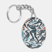 ショートトラックスピードスケートで滑るキーチェーン キーホルダー (正面左)