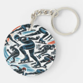 ショートトラックスピードスケートで滑るキーチェーン キーホルダー (裏面)