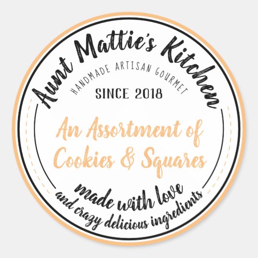 ショートパンヴィンテージ手作りグルメ食品ラベル ラウンドシール (正面)