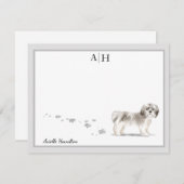 ショートヘアシーズー(犬)ツグレーモ縁どノグラムカスタム ノートカード (正面/裏面)