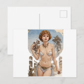 ショートヘアレッドヘッドV2ミュシャスタイルアート シーズンポストカード (正面/裏面)