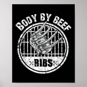 ショートリおもしろいブBbqグリル体バイビーフリブバーベーク ポスター