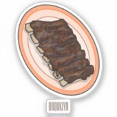 ショートリブ漫画イラストレーション シール (正面)