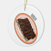 ショートリブ漫画イラストレーション セラミックオーナメント (左)