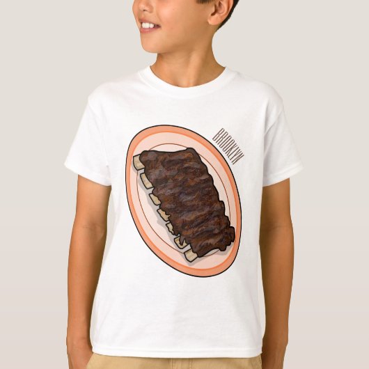 ショートリブ漫画イラストレーション Tシャツ (正面)