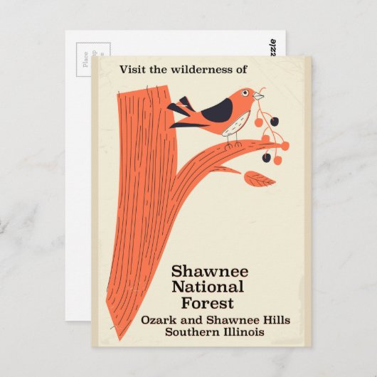 ショーニー国立森林イリノイのビンテージのポスター ポストカード (正面/裏面)
