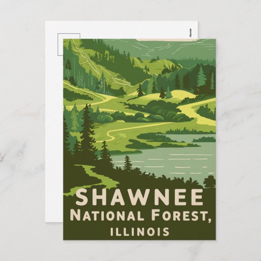 ショーニー国立森林レトロ旅行 シーズンポストカード (正面/裏面)