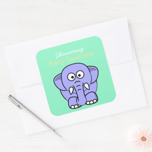 ショーリングベビーメイスンジャーのステッカー – グリーンイエロー スクエアシール (封筒)