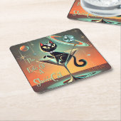 ショールガール猫の生活 スクエアペーパーコースター (アングル)