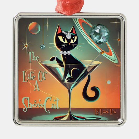 ショールガール猫の生活 メタルオーナメント (正面)