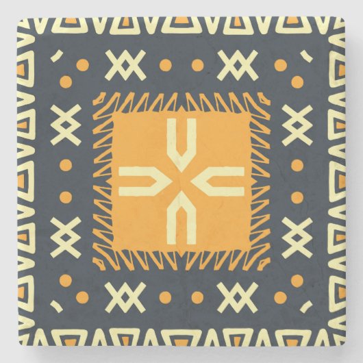 ショールデザイン:インディアンろうけつ染めスクエア。 ストーンコースター (正面)