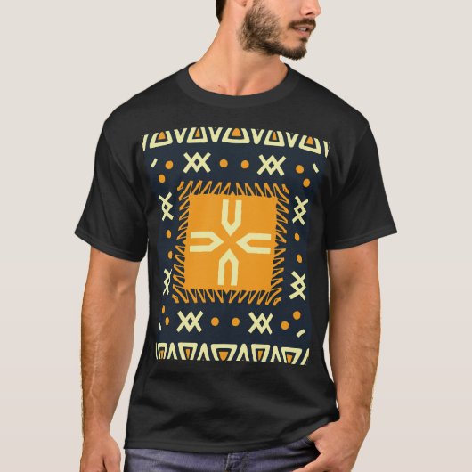 ショールデザイン:インディアンろうけつ染めスクエア。 Tシャツ (正面)