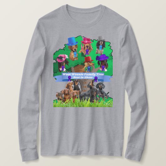 ショーレディース最高のにワウウェニーズファミリーツリー Tシャツ (デザイン正面)