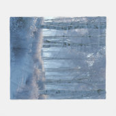 シラカバ 輝く雪の森  フリースブランケット (正面(横))