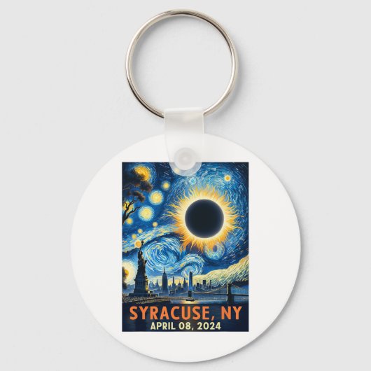 シラキュースニューヨーク太陽のトータルEclipse 2024 Starry キーホルダー (正面)