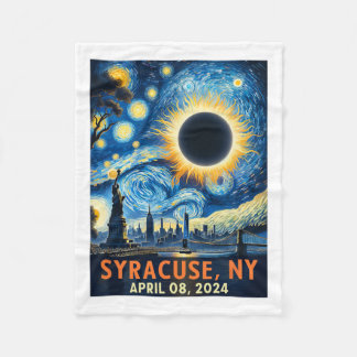 シラキュースニューヨーク太陽のトータルEclipse 2024 Starry フリースブランケット