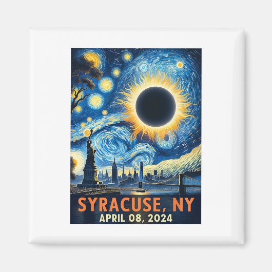 シラキュースニューヨーク太陽のトータルEclipse 2024 Starry マグネット (正面)