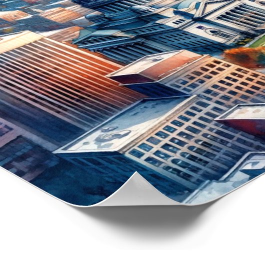 シラキュースニューヨーク有名な旅行の場所の水色 ポスター (角)