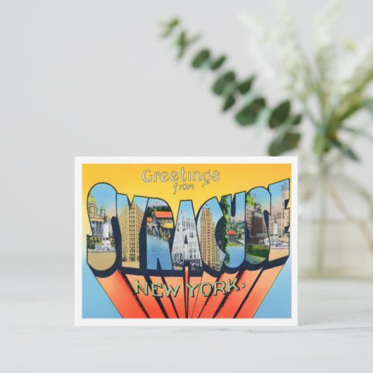 シラキュース、ニューヨークヴィンテージビッグ文字はがき ポストカード (スタンド正面)