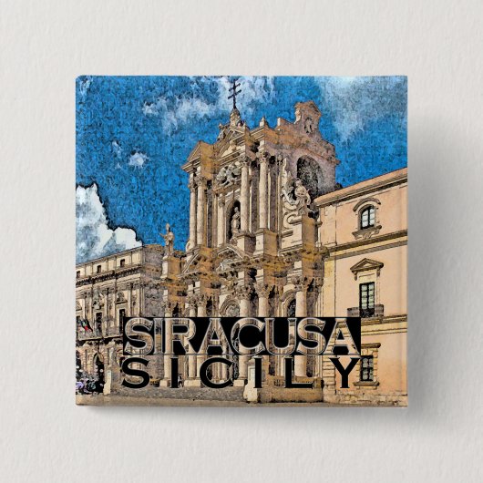 シラクサ 缶バッジ (正面)