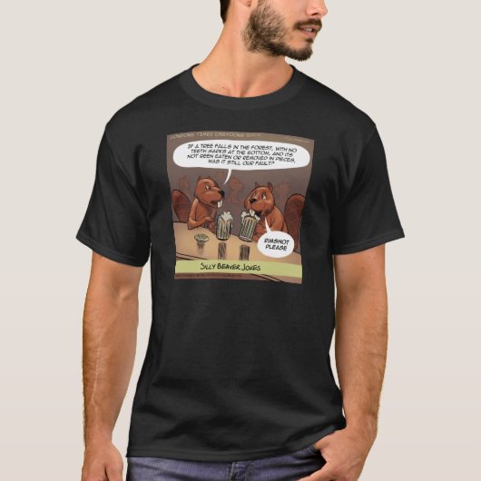 シラユキビバーのおもしろジョーク カートゥーン Tシャツ (正面)