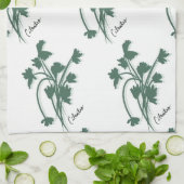 シラントロハーブガーデンコリアンダー模様 キッチンタオル (折り畳み)