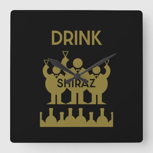 シラーズワインの愛飲家 スクエア壁時計 (正面)