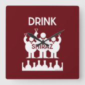 シラーズワインの飲み物 スクエア壁時計 (正面)