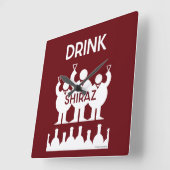 シラーズワインの飲み物 スクエア壁時計 (傾斜)
