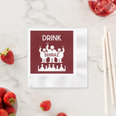 シラーズワインの飲み物 縁ありカクテルナプキン (インサイチュ)